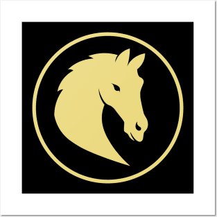 golden horse head Posters and Art